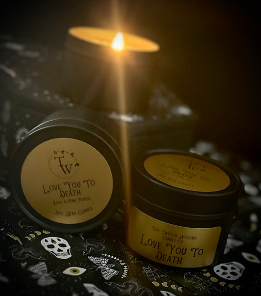 Love You To Death Tin Candle