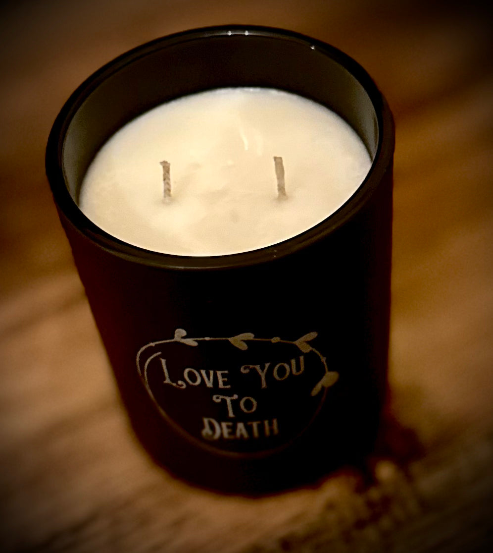Love You To Death double wick candle in black matte jar