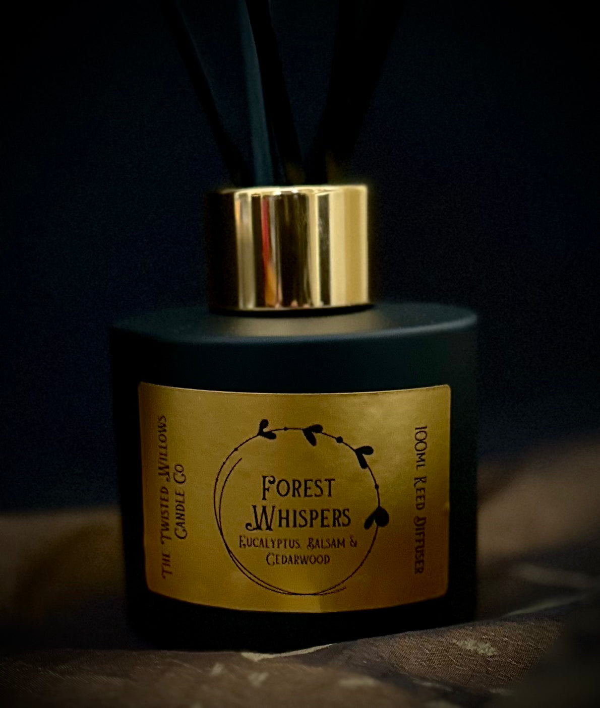 Forest Whispers Reed Diffuser Black Bottle with Gold Label