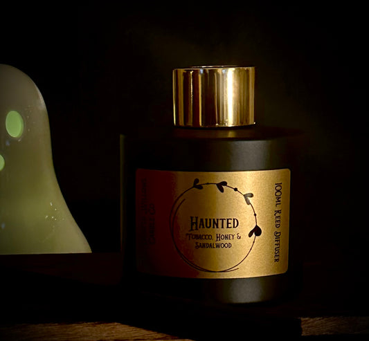 Haunted Gothic Reed Diffuser - Matte black glass bottle with gold label