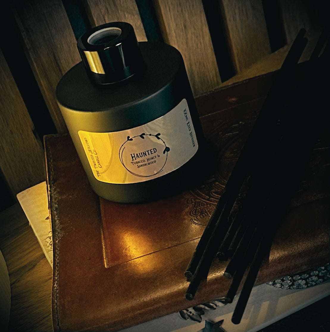 haunted, dark honey, tobacco and sandalwood diffuser